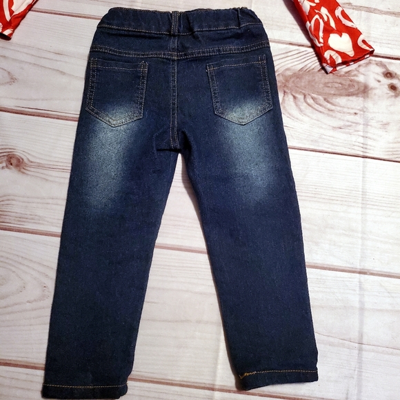 Mia Bella 2 piece Red Heart Tie Shirt & Peek a boo Jeans S 2T - Picture 8 of 11